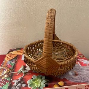 Vintage Boho Mini Woven Basket With Handle